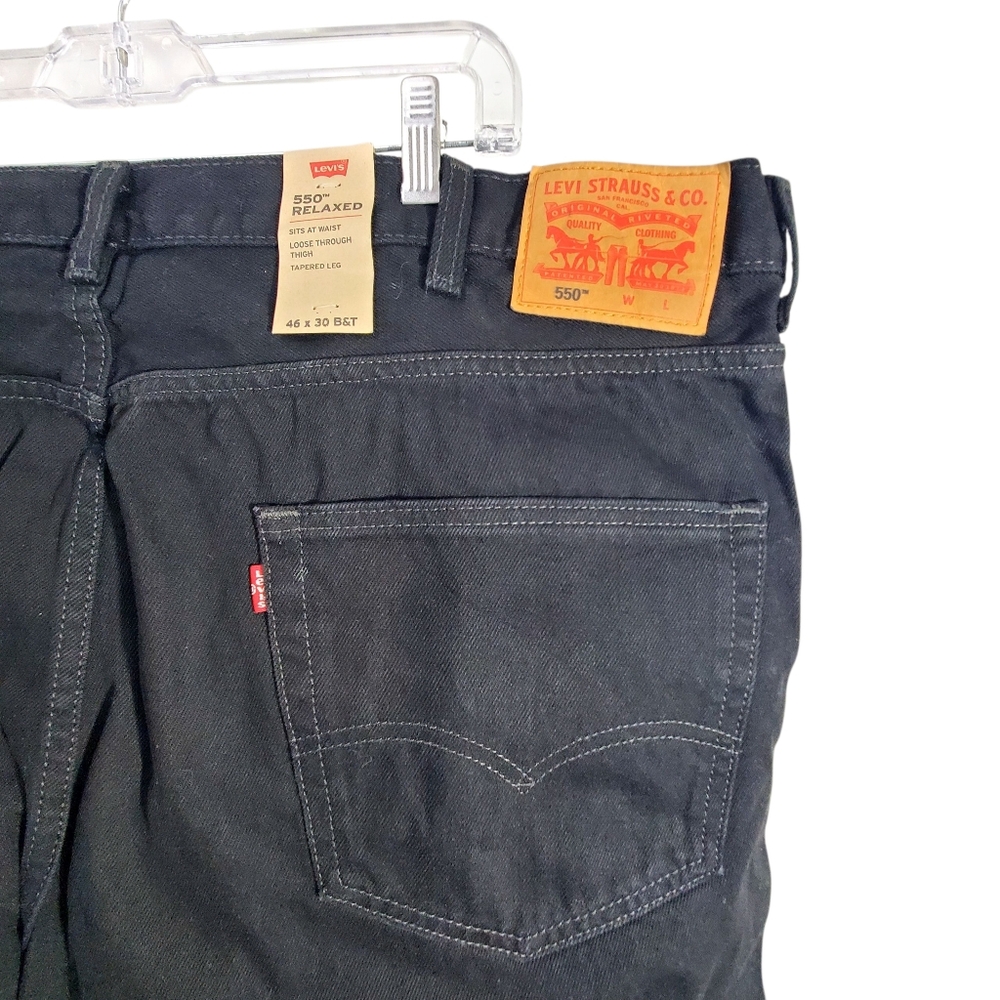 Levi's Men's 550 Relaxed Mid Rise Relaxed Fit Tapered Leg Jeans Black 46 X 30 - Picture 6 of 7